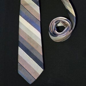 Vintage Bristol Bay Striped Necktie - Polyester Cotton Blend - Retro Style